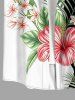 Chemise hawaïenne à imprimé feuilles tropicales et fleurs d'hibiscus, avec boutons et poche, pour homme - Noir 2XL