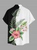 Tropical Leaf Hibiscus Flower Print Hawaii Button Pocket Shirt For Men -  