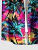 Coconut Tree Tie Dye Print Hawaii Button Pocket Shirt For Men -  