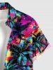 Coconut Tree Tie Dye Print Hawaii Button Pocket Shirt For Men -  