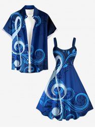 Music Symbol Ombre Print Matching Hawaii Beach Outfit For Couples -  