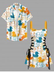Cute Duck Print Matching Hawaii Beach Outfit For Couples -  