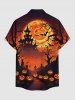 Tenue assortie pour couples à imprimé Halloween citrouille lune chauve-souris château arbre - Orange Foncé 