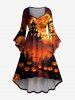 Tenue assortie pour couples à imprimé Halloween citrouille lune chauve-souris château arbre - Orange Foncé 