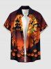 Tenue assortie pour couples à imprimé Halloween citrouille lune chauve-souris château arbre - Orange Foncé 