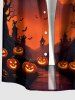 Tenue assortie pour couples à imprimé Halloween citrouille lune chauve-souris château arbre - Orange Foncé 
