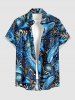 Tenue de plage hawaïenne assortie pour couple, à imprimé requins et corail - Bleu 
