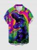 Tenue de plage hawaïenne assortie pour couples avec imprimé cocotier et dinosaure - Pourpre  