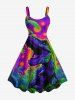 Tenue de plage hawaïenne assortie pour couples avec imprimé cocotier et dinosaure - Pourpre  