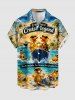 Tenue de plage hawaïenne assortie pour couple avec motif cocotiers, canards, vagues et paysage marin - Pers 