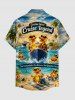 Tenue de plage hawaïenne assortie pour couple avec motif cocotiers, canards, vagues et paysage marin - Pers 