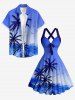 Coconut Tree Sea Ombre Sky Print Matching Hawaii Beach Outfit For Couples -  