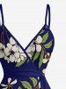 Leaf Flower Branch Print Matching Hawaii Beach Outfit For Couples -  