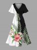 Tropical Leaf Hibiscus Flower Print Matching Hawaii Beach Outfit For Couples -  