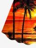 Tenue de plage hawaïenne assortie pour couples à imprimé cocotier, paysage marin et voilier - Orange Foncé 