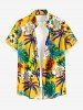Ensemble hawaïen de plage assorti à imprimé tropical fleurs et feuilles pour couples - Brun Doré 