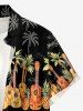 Coconut Tree Pineapple Guitar Print Matching Hawaii Beach Outfit For Couples -  