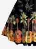 Coconut Tree Pineapple Guitar Print Matching Hawaii Beach Outfit For Couples -  