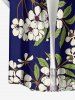 Leaf Flower Branch Print Hawaii Button Pocket Shirt For Men -  
