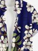 Leaf Flower Branch Print Hawaii Button Pocket Shirt For Men -  