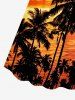 Coconut Tree Sea Sunset Dusk Print Hawaii Cinched A Line Dress -  