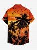 Coconut Tree Sea Sunset Dusk Print Hawaii Button Pocket Shirt For Men -  