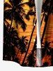 Coconut Tree Sea Sunset Dusk Print Hawaii Button Pocket Shirt For Men -  