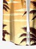 Chemise hawaïenne pour homme à poche boutonnée, imprimé cocotier et ciel dégradé - Orange 3XL