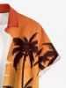 Chemise hawaïenne pour homme à poche boutonnée, imprimé cocotier et ciel dégradé - Orange 3XL