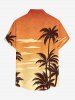Chemise hawaïenne pour homme à poche boutonnée, imprimé cocotier et ciel dégradé - Orange 3XL