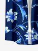 Flower Leaf Branch Print Hawaii Button Pocket Shirt For Men -  