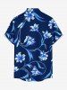Flower Leaf Branch Print Hawaii Button Pocket Shirt For Men -  