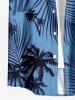 Chemise hawaïenne pour homme à imprimé cocotiers et feuilles tropicales, à boutons et poche - Bleu M