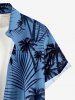 Chemise hawaïenne homme à imprimé cocotier et feuilles tropicales, poche boutonnée - Bleu 4XL