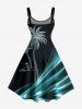 Coconut Tree Glitter 3D Print Hawaii Tank Dress(Adjustable Shoulder Strap) -  
