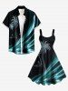 Coconut Tree Glitter 3D Print Hawaii Tank Dress(Adjustable Shoulder Strap) -  