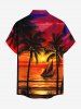 Coconut Tree Seascape Sailboat Print Buttons Pocket Hawaii Shirt For Men -  