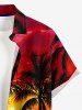Coconut Tree Seascape Sailboat Print Buttons Pocket Hawaii Shirt For Men -  