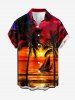 Coconut Tree Seascape Sailboat Print Buttons Pocket Hawaii Shirt For Men -  