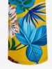 Flowers Leaf Tropical Print Pocket Hawaii Jumpsuit With Removable Belt and Shoulder Straps -  