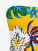 Flowers Leaf Tropical Print Pocket Hawaii Jumpsuit With Removable Belt and Shoulder Straps -  