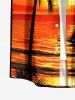 Coconut Tree Seascape Sailboat Print Buttons Pocket Hawaii Shirt For Men -  