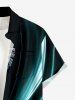 Chemise hawaïenne pour homme à imprimé 3D pailleté cocotier, avec boutons et poche - Turquoise L