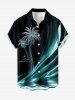 Coconut Tree Glitter 3D Print Buttons Pocket Hawaii Shirt For Men -  