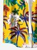 Chemise hawaïenne pour homme à imprimé tropical fleurs et feuilles, à boutons et avec poche - Brun Doré XL