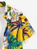Flowers Leaf Tropical Print Buttons Pocket Hawaii Shirt For Men -  