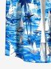 Coconut Tree Sea Waves Print Buttons Pocket Hawaii Shirt For Men -  