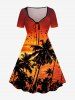 Coconut Tree Sea Sunset Dusk Print Matching Hawaii Beach Outfit For Couples -  