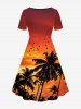 Coconut Tree Sea Sunset Dusk Print Matching Hawaii Beach Outfit For Couples -  