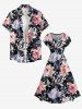 Flower Leaf Branch Print Matching Hawaii Beach Outfit For Couples -  